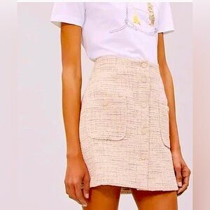 Sandro Cream Tweed Mini Skirt